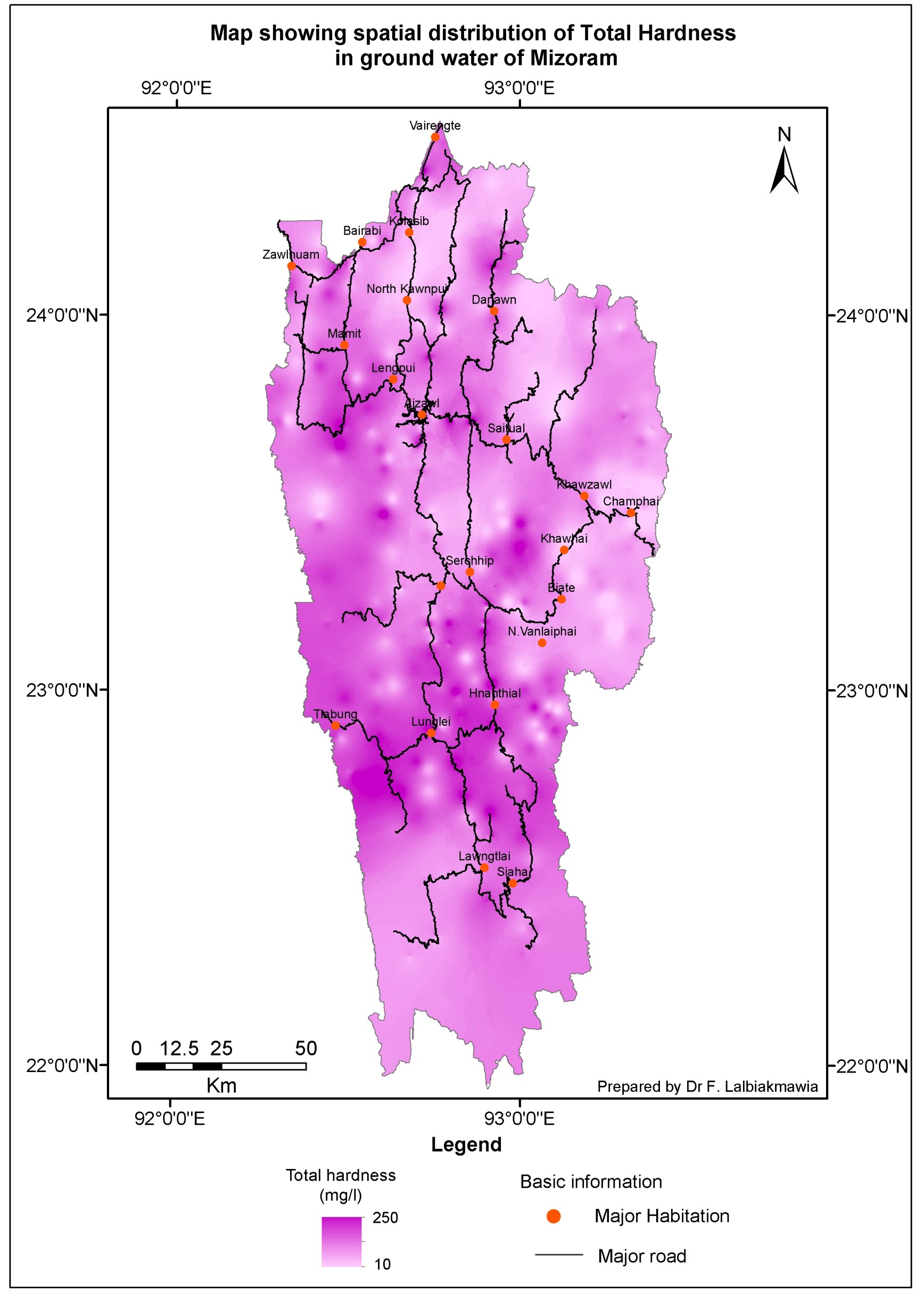 Hardness Map of Mizoram